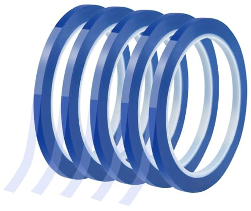 EXIN DECHEN 5 Rouleaux Ruban Chauffant Sublimation 10mm x 33m Bleu | Adhésif Haute Température, Sans Résidu, Résistant à la Chaleur, Pour Imprimante 3D et Imprimés Électroniques