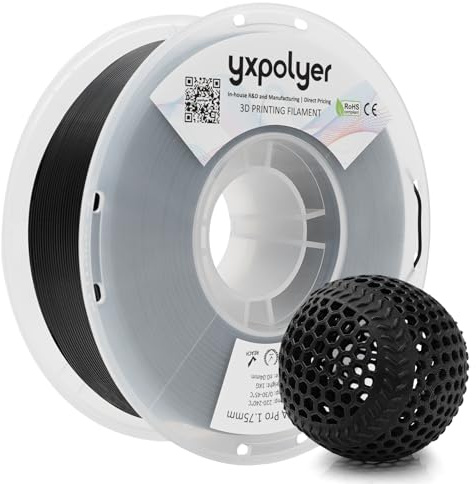 YXPOLYER Flexible Lebensmittelqualität PLA Filament 92A 3D Druck Filament | Schwarz, 1,75 mm 1 kg, Elastisches Flex PLA Pro, Lebensmittelkontakt, TPU Einstellungen Kompatibel, für Airless Basketball