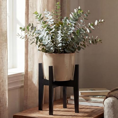 Mendler Bambus Pflanzenständer HWC-Q31, Blumenständer Blumentopfständer Blumenhalter, verstellbar 30x27-37cm - schwarz