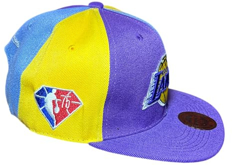 Generico Cappello Laker Basket a Spicchi gialo Azzurro Viola con Logo Berretto Pallacanestro Uomo Donna Bambino Accessorio Fan Idea Regalo