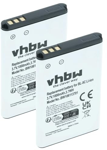 vhbw 2X Akku kompatibel mit Agfeo DECT 60, DECT 65 IP, DECT 70 IP, DECT 75 IP, DECT 60 IP Handy Smartphone Telefon (1000 mAh, 3,7 V, Li-Ion)