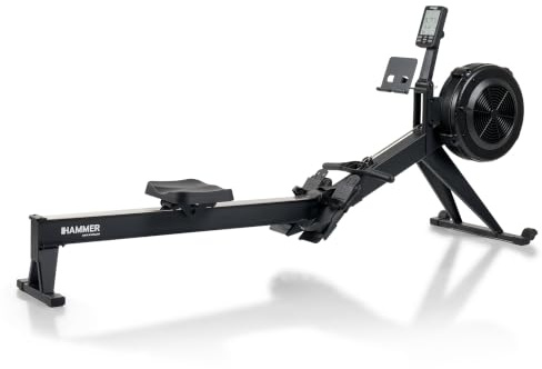 HAMMER Rudergerät SpeedROW Competition mit 10-stufigem Luftwiderstand | Bis 180 kg, 116 cm RowGlide-Schiene, Bluetooth-Konsole mit Pace, Watt & SPM, App-kompatibel für virtuelle Rennen.