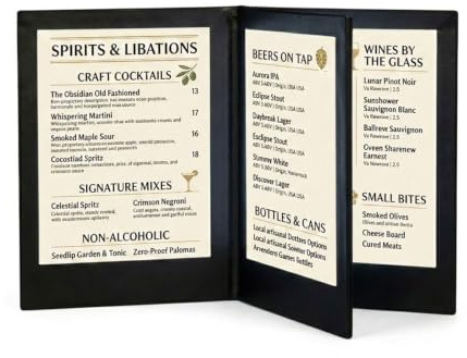 GLWABOMARS Support Menu Lumineux LED A4 Multi Pages, Porte Menu Rechargeable 4 Faces pour Professionnels de la Restauration A4FourSide5Pack