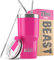Beast Thermobecher 550 ml - Cup Cake Pink I Mehrweg Thermo Kaffeebecher To Go mit 2 Strohhalmen & Reinigungsbürste I Doppelwandiger Trinkbecher aus Edelstahl I Perfekt für Kaffee oder Eiskaffee