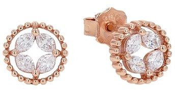 Amor Ohrstecker 925 Sterling Silber Damen Ohrschmuck, mit Zirkonia synth., 0,8 cm, Roséfarben, Kommt in Schmuck Geschenk Box.