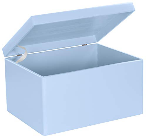 LAUBLUST Große Holzkiste mit Deckel - Allzweck-Kiste aus Holz - Aufbewahrungskiste | Spielzeug-Truhe - Geschenk-Verpackung | Deko-Kasten zum Basteln FSC® (Blau, ca. 40 x 30 x 24 cm | XL)