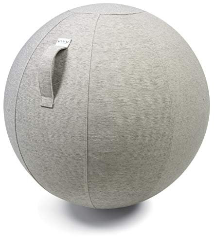 VLUV® BOL STOV Sitzball Büro Ergonomisch [Atmungsaktiv mit Tragegriff und Wegrollschutz] Waschbarer Stoffbezug | Schwangerschaftsball| Gymnastikball Schwangerschaft Sitzball