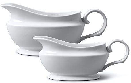 WM Bartleet & Sons 1750 TSET29 Set of 2 Traditional Porcelain Gravy Sauce Boat 500ml and 240ml, White