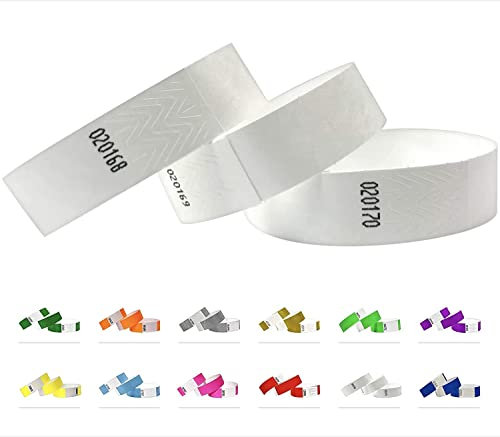 1000 Eintrittsbänder aus Tyvek - Party Einlassbänder, Securebänder, Festival Armbänder, Kontrollbänder für dein Event (White, 1000 Pack)