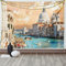 ABAKUHAUS europäisch Wandteppich, Historische Venedig City aus Weiches Mikrofaser Stoff Waschbar ohne Verblassen Digitaldruck, 150 x 110 cm, Beige Türkis