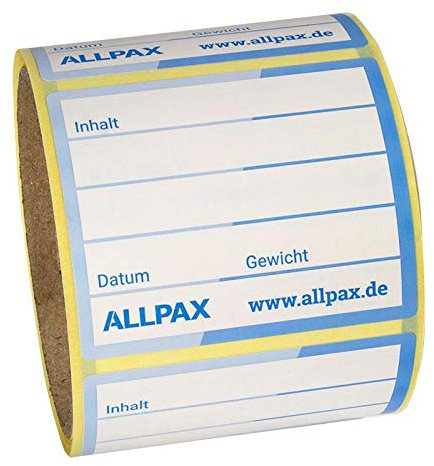 Allpax Sous Vide Etiketten, Lebensmittelkonform, wasserfest, 100 Stück per Rolle,