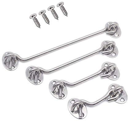 Molinter – Gancho para puerta corredera con cerradura para puerta corredera, gancho de puerta de garaje, gancho de cabina, ganchos de acero inoxidable, bloqueo con ojales, con tornillos para puertas,