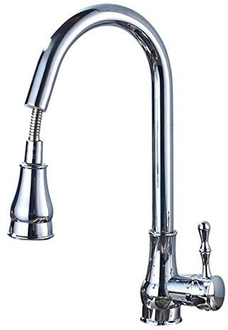 Grifo De Cocina Con Caño Abatible Moderno, Rociador De Corriente Negra Montado En La Cubierta, Grifos Mezcladores De Cocina, Caño Extraíble Con Una Sola Manija Cromo