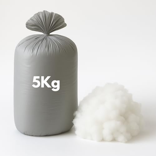 BeddingHome White Fluff Hollow Fibre Stuffing for Crafts 5kg | Anti Allery Polyester Bed Pillow Filling Cushion Stuffing | Machine Washable Bean Bag Filling for Sofa (5KG)