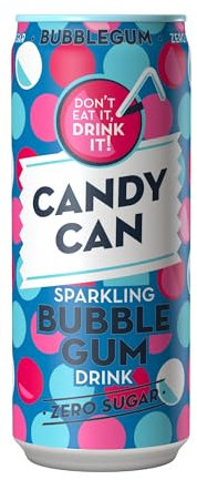 Candy Can, Bubblegum, Fizzy Drink, Nostalgic American Soda Flavours, Sparkling Pop Single Can (1 x 330ml)