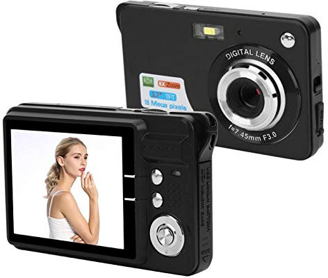 Appareil Photo Numérique 18 MP, Caméra Vidéo avec écran LCD 2,7 Pouces, Zoom Numérique 16 Fois, Mise au Point Automatique, Prise en Charge de la Carte Mémoire 32 Go, Microphone Intégré, (noir)