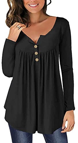 Chemise Manche Longue Femme Tunique Boutons Tee Shirt à Floral Blouse pour Femmes Top