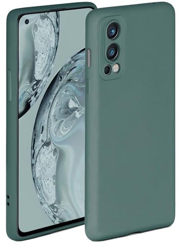 ONEFLOW Coque Souple Compatible avec OnePlus Nord 2 5G, Coque en Silicone, Bord surélevé pour la Protection d'écran, Double Couche, Coque Souple pour téléphone - Petrol-Vert Mat