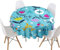 Highdi 3D Blumen Rund Tischdecke Abwaschbar, Wasserdicht Lotuseffekt Antifouling Rund Tischdecken Polyester Tischtuch für Home Küche Dekoration Garten (Blaues Gekritzel,Durchmesser 200cm)