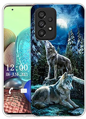 Sunrive Hülle Kompatibel mit Samsung Galaxy A33 5G Silikon, Transparent Handyhülle Schutzhülle Etui Case (Q Wolf 1)+Gratis Universal Eingabestift MEHRWEG