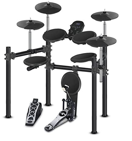 KESHUO Kit De Batería Eléctrica para Principiantes Percusión De Malla Negro Five Drums Four Cymbals Batería Electrónica Musical