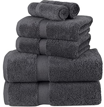 La Maison 100% Egyptian Cotton 600GSM Superior Towel Bale Set Hand Towel Bath Towel 6 Piece Super Soft Everyday Use (Charcoal)