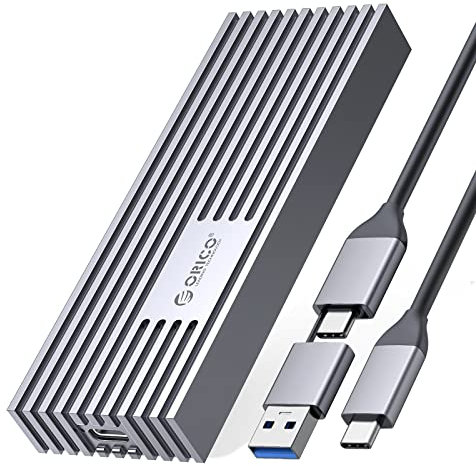 ORICO Boîtier SSD M.2 NVMe 20Gbps USB3.2 Gen2x2 Adaptateur PCIe USB-C pour NVMe M-Key/M+B Key SSD 2230/2242/2260/2280, Aluminium Adaptateur USB(Gilet de Refroidissement,UASP,Trim,4 to)-M233