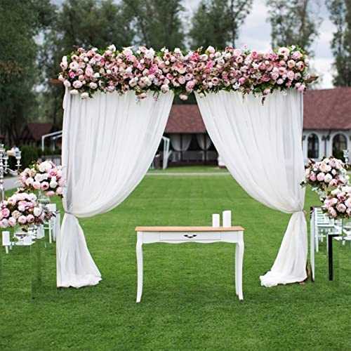 NSXIN 2 STK Tüll Foto Hintergrund Vorhang Weiß Hochzeitsbogen Deko, 150 * 300cm Hochzeits Vorhang Freihanddeko Dekoration für Party Hochzeit Geburtstag Taufe Fotografie (Weiß,150 * 300cm)