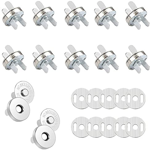 Gad2go 25 Sets Magnetic Snap Fastener 18mm Metal Magnetic Button Clasps for Purse Handbag Clothes DIY Leather Crafts Making,Silver