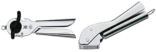 WMF Tin Up Dosenöffner mit Kapselheber 20 cm, Cromargan Edelstahl, Kunststoff, spülmaschinengeeignet & KNOBLAUCHPRESSE PROFI PLUS