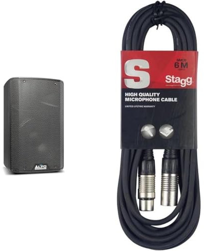 Alto Professional TX310 – Enceinte Active 350W avec Haut-Parleur 10 pour Les Musiciens, DJ, Bars & Stagg Câble Microphone de Haute qualité XLR vers Prise XLR, 6 m, Noir