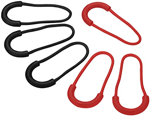 PATIKIL 12Pack Reißverschluss Züge Ersatz Erweiterungskabel Handgriff Plastik U-Form Label Etikett Verlängerung für Gepäck Rucksäcke Jacken Handtaschen Rot Schwarz