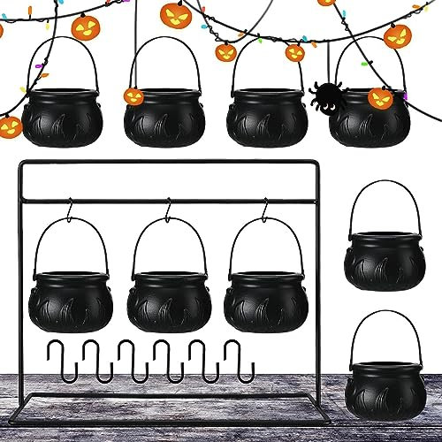 Fukamou Hexenkessel, 12 Stück Schwarze Dekokessel Für Süßigkeiten Mit Ha Uud Eisenrahmen, Hexenzubehör, Partygeschenke, Dekoration