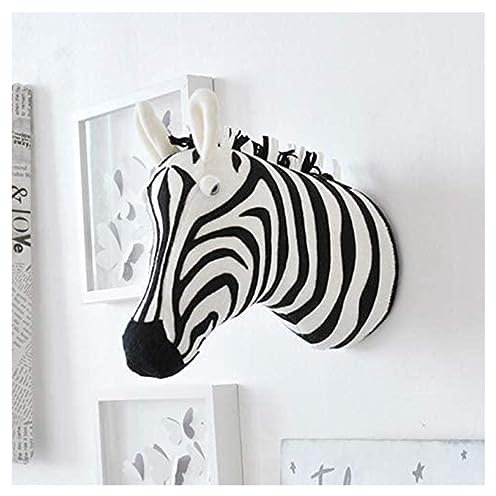 Obelunrp Zebra Kopfwanddekoration, 30 cm/11,8 Zoll Baumwoll Zebra Kopf Kinderzimmer Wanddekoration, gefüllte Tierköpfe Ornament für Kindergärten Kindergartendekoration