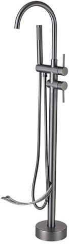 BiaoTeng Freistehende Badewanne Mit Armatur grau, 360° Drehung Doppelte Kontrolle Messing Wasserhahn FüR Freistehende Badewanne, grau