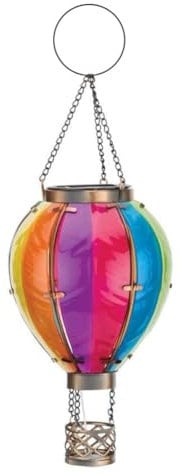 Dasing Hot Air Balloon Solar Lantern with Flickering Flame Light, Flame Effect Solar Garden Ornaments Outdoor Hanging Solar Lanterns Lights Waterproof for Garden Yard Decoration