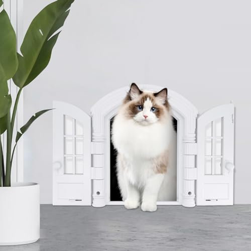 Yuhtech Puerta para Gatos, Gatera para Puerta Interior, Puerta para Gatos para Puerta Exterior Interior, 24x27cm, Apta para Cualquier Puerta, Fácil Automontaje.