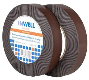 Inwell - Magnetband selbstklebend - Type A+B | 25,4 | 5 meter | Hochwertigem Kleber