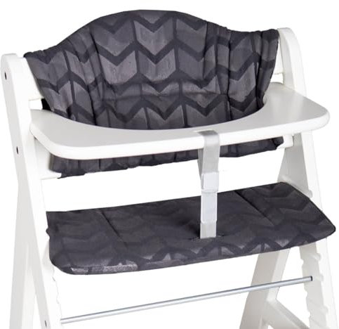 Hoppediz Hochstuhl Sitzkissen Set, passend für Hauck Alpha, 2-teilig, 100% Bio-Baumwolle, Design Amsterdam black