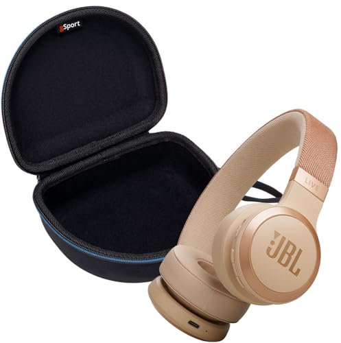 JBL Live 670NC - Paquete de auriculares inalámbricos con cancelación de ruido con funda de EVA gSport (arenisca)