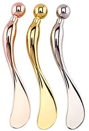 TOVINANNA Augenmassagegerät anti aging hautreinigung Schminkkasten Massagegerät zum Entfernen von Augenringen werkzeug Buttercreme Sahnelöffel Zink Augenlöffel Anti-Falten Augencreme