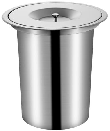 LYXXW Papelera Empotrada En La Encimera Vertedero De Basura Inoxidable 304 Incorporado Papelera Integrada Oculta Arandela De Basura De Acero Inoxidable Para Bote Basura Cocina,12L