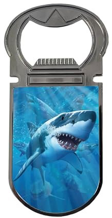 3D LiveLife Bottle Openers - Great White Delight from Deluxebase. Shark Magnetic Drink Opener with Lenticular 3D Image. Fridge Magnet Gifts for Kitchen and Bar Accessories.