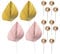 4 Pieces Palm Leaf Cake Decoration, 10 Pieces Golden Cake Balls, Folding Fan Palm Leaf Flag, Cake Decoration Insert, Diy Cake Decoration For Birthday, Wedding Party