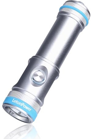 LetonPower Tynny-13se taucherlampe Dive Light 2200 Lumen tauchlampe, 6 Modi taucherlampe unterwasser, Schnorcheln Licht mit Akku und Typ-C-Ladung für Tauchen Taschenlampe (Silber)
