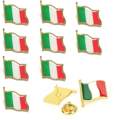 XPEX 10 Pezzi Spilla con bandiera italiana,Italia Bandiera Pin Badge Metal Bavero Pin Spilla ItaliaStates of Flag Bavero Pin Pin