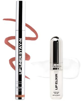 Sacheu Lip Liner STAY-N & Lip Elixir Bundle. Long Lasting Peel Off Lip Stain Tattoo and Moisturizing Lip Gloss for Women. Matte Lipstain Plus Hydrating and Plumping Lip Gloss, p-INKED & Bunny Ear