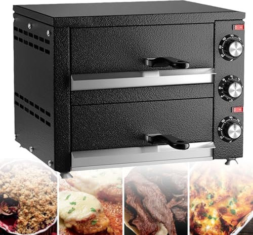 Hydravex Electric Countertop Pizza Oven Indoor Commercial Pizza Maker Machine for Home Stainless Steel 2-Tier Pizza Oven for Hotel Restaurant Home Baked