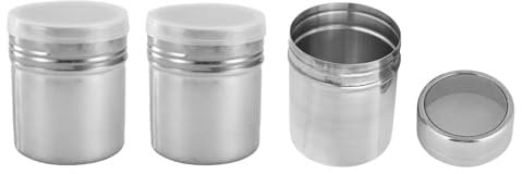 Strehknewen 3 Piezas Azucarero Acero Inoxidable con Tapa (7.1×5.1cm), Espolvoreador Cacao Harina Azúcar, Tamizador Fino para Repostería y Café