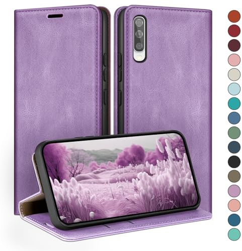 HUOUH für Samsung Galaxy A50/A50S Hülle mit RFID Schutzhülle aus Lederhülle Handyhülle,Kartenfach Leder ständer Handy hülle,360 Grad Schutz Cover für Samsung A50 Klapphülle Wallet Case Flieder Lila